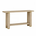 Consolle in legno di quercia con inserti metallici, 120x35x75 cm