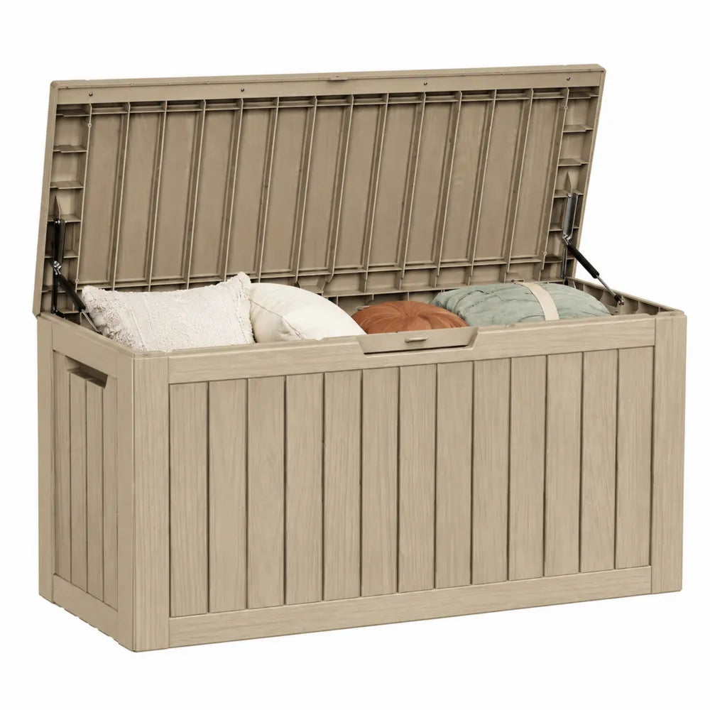Cassapanca da Esterno in Resina Beige 120x45x58 cm