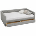 Divano Letto in Tessuto con Cassetti Grigi