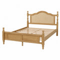 Letto matrimoniale in legno con testiera in rattan 200x160 cm