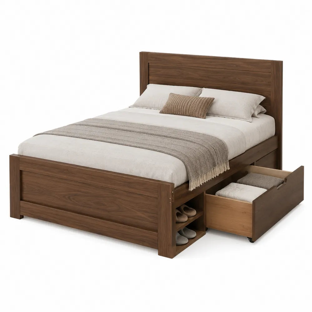 Letto in legno di noce con contenitori 200x160 cm