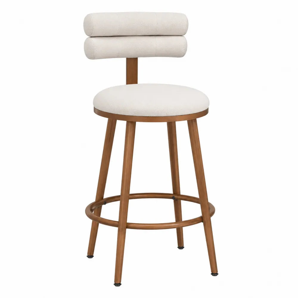 Sgabello da bar in legno e tessuto beige 75 cm