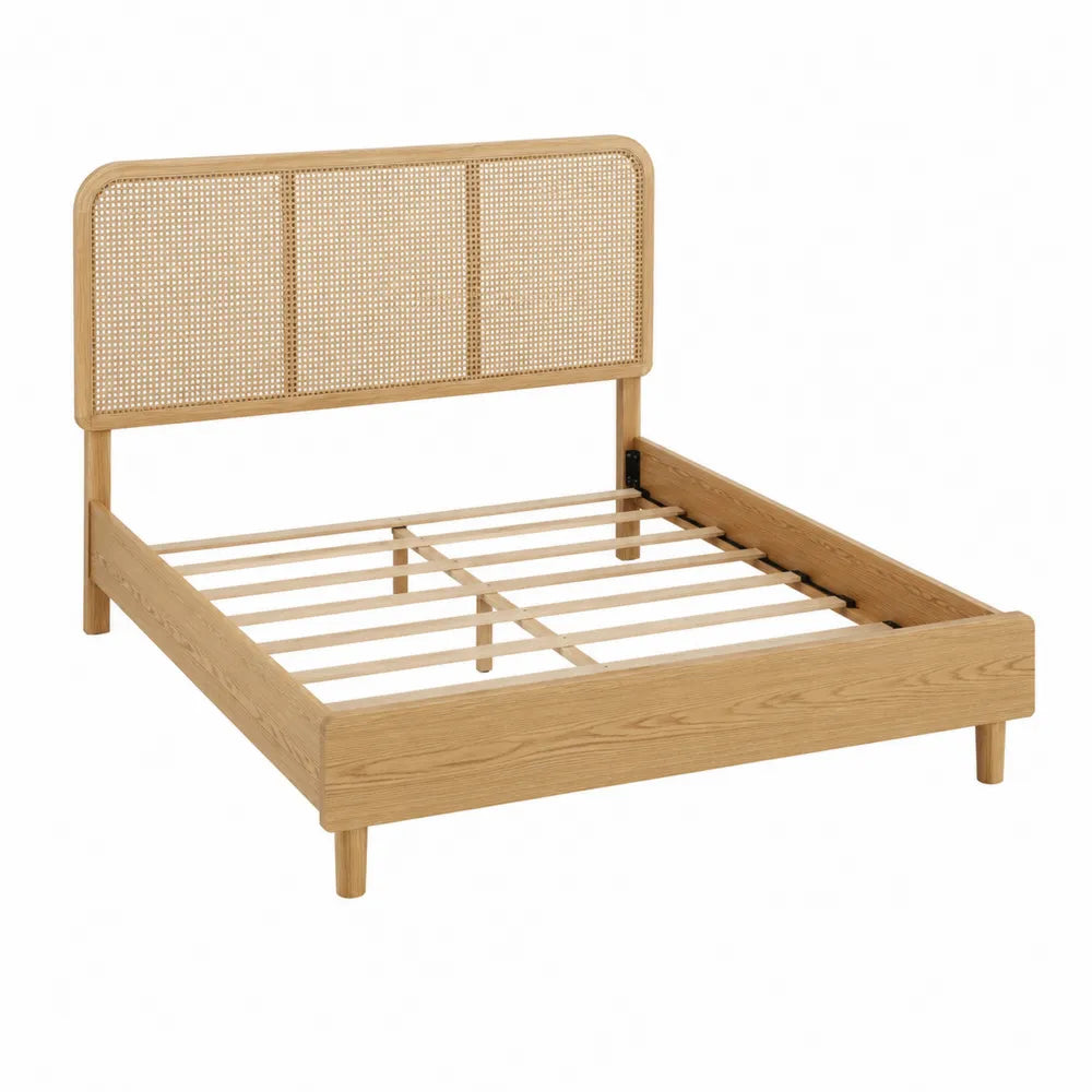 Letto matrimoniale in legno e vimini 200x160 cm