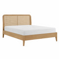 Letto matrimoniale in legno e rattan intrecciato 160x200 cm