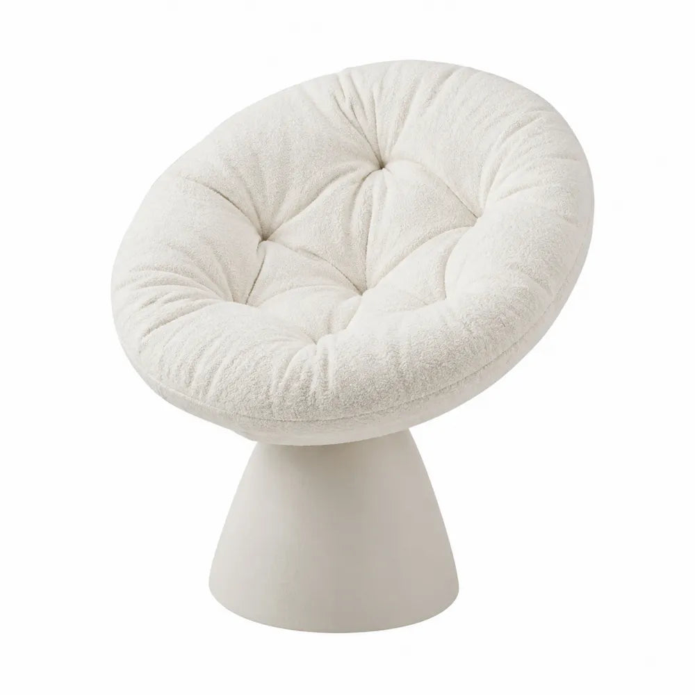Poltrona in tessuto bianco con struttura conica