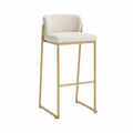 Sgabello da bar in metallo dorato con seduta in tessuto beige