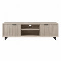 Mobile TV in legno con ante a doghe, naturale, 150x40x50 cm