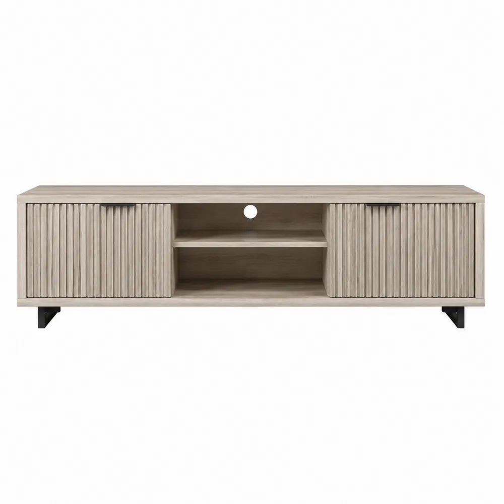 Mobile TV in legno con ante a doghe, naturale, 150x40x50 cm