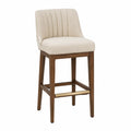Sgabello da Bar in Legno e Tessuto di Poliestere Beige 107 cm